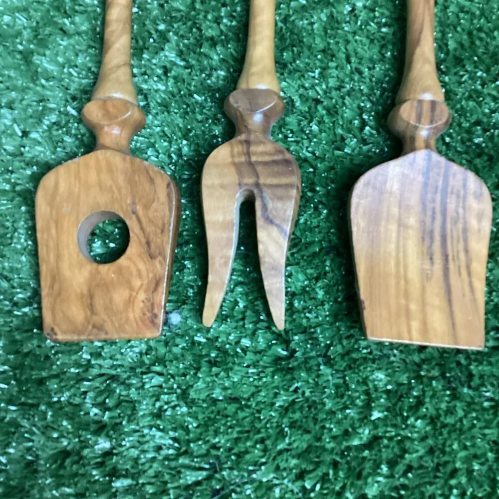 Vintage Oliv-Art Wooden Kitchen Hanging Utensils Set